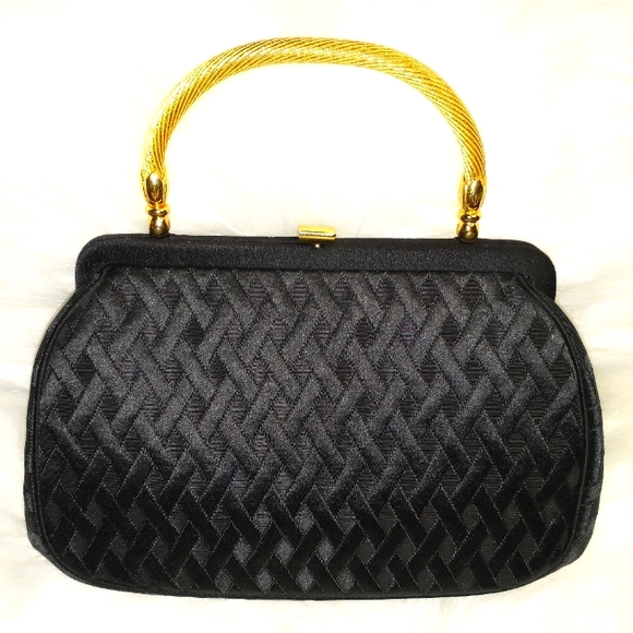Bienen Davis Handbags - Bienen Davis Black Satin Mini Hand bag
